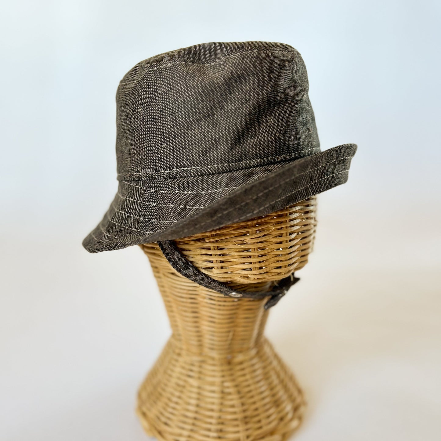 Baby Linen Bucket Hat - Espresso
