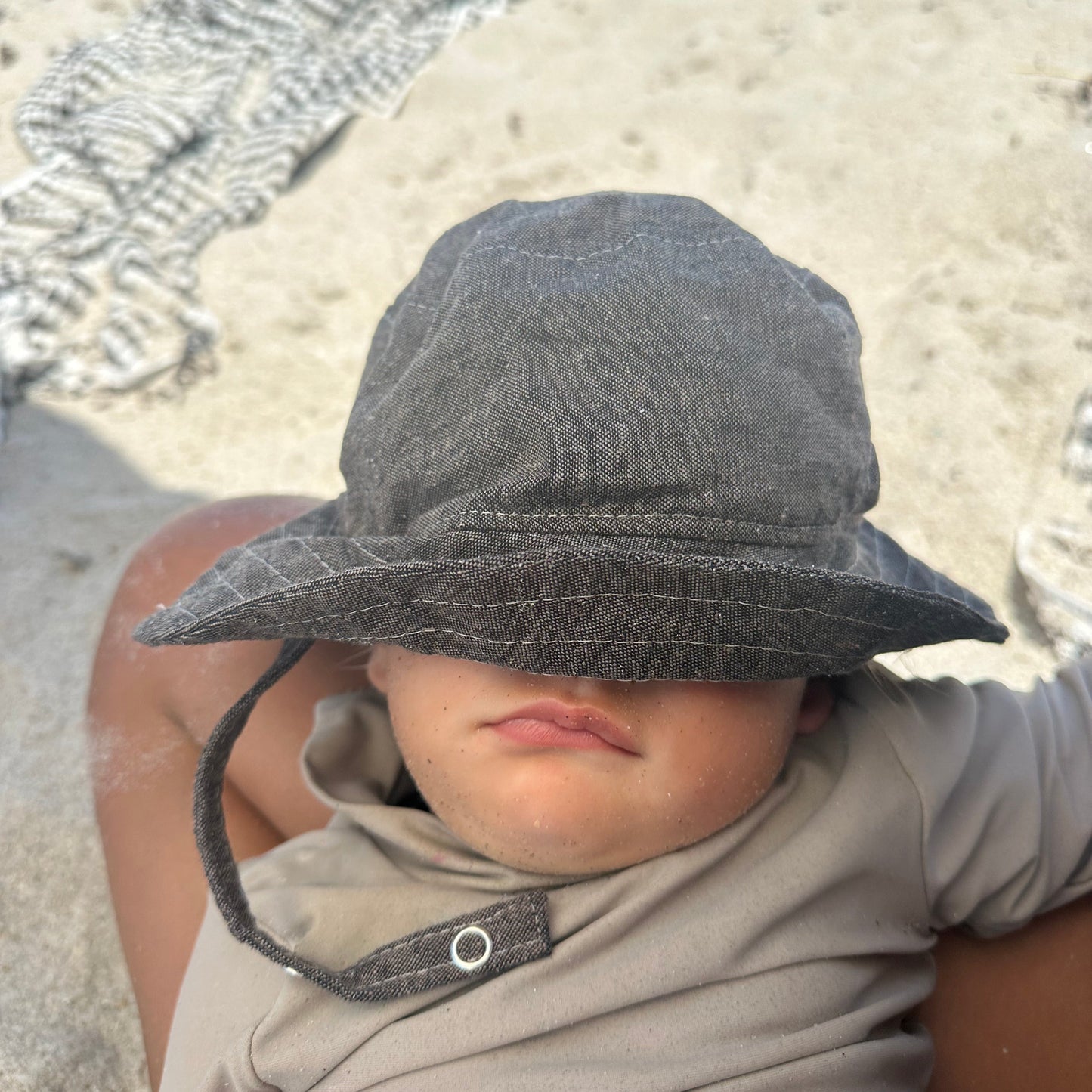Baby Linen Bucket Hat - Espresso