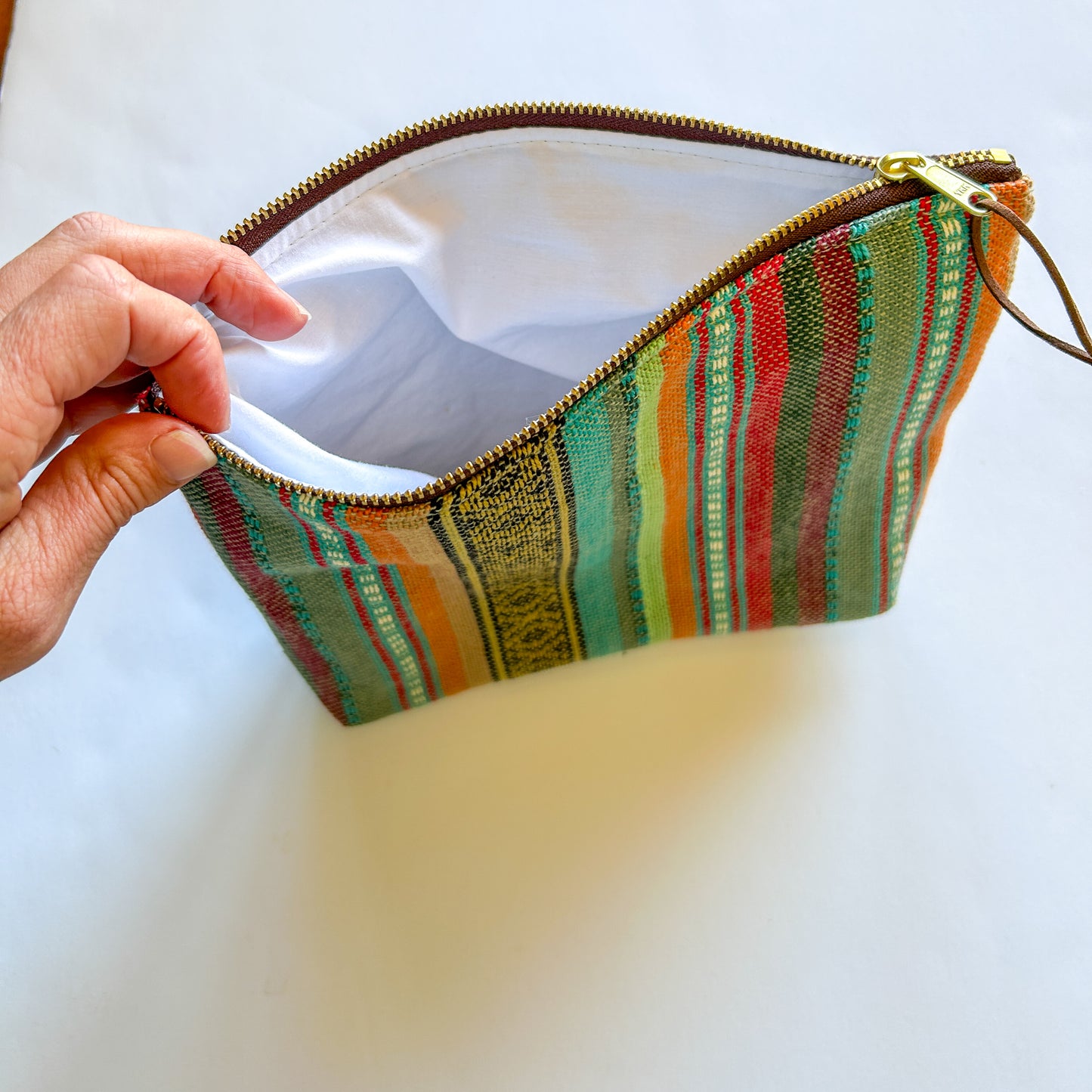 Zipper Pouch - Western Stripes and Mustard Corduroy Back