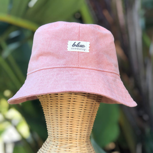 Linen Bucket Hat - Coral PInk