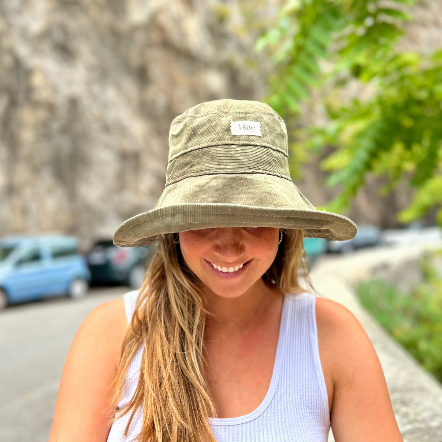 Corduroy Wide Brim Sun Hat - Olive