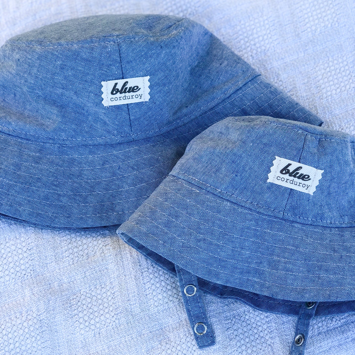 Matching Mommy and Baby Linen Bucket Hat Set - Sky Blue