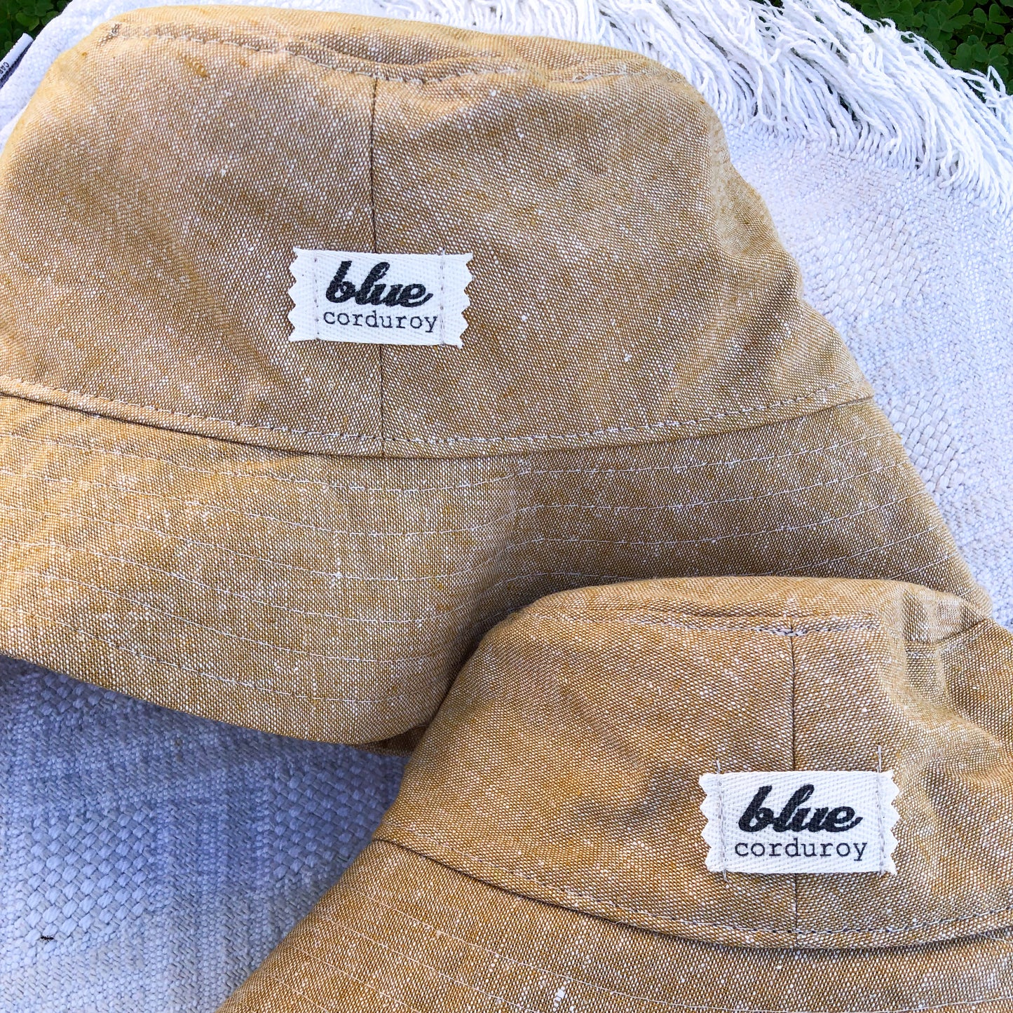 Matching Mommy and Baby Linen Bucket Hat Set - Tan