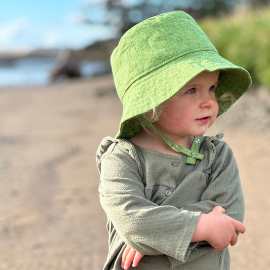 Baby Linen Bucket Hat - Grass Green