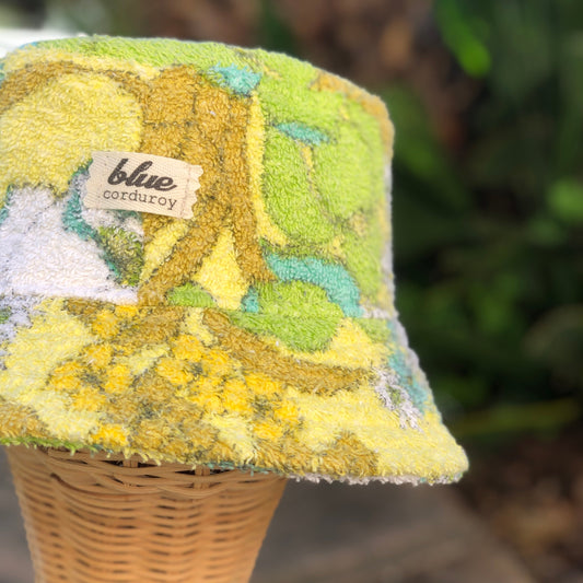Adult Vintage Towel Bucket Hat - Yellow Floral - Limited Edition