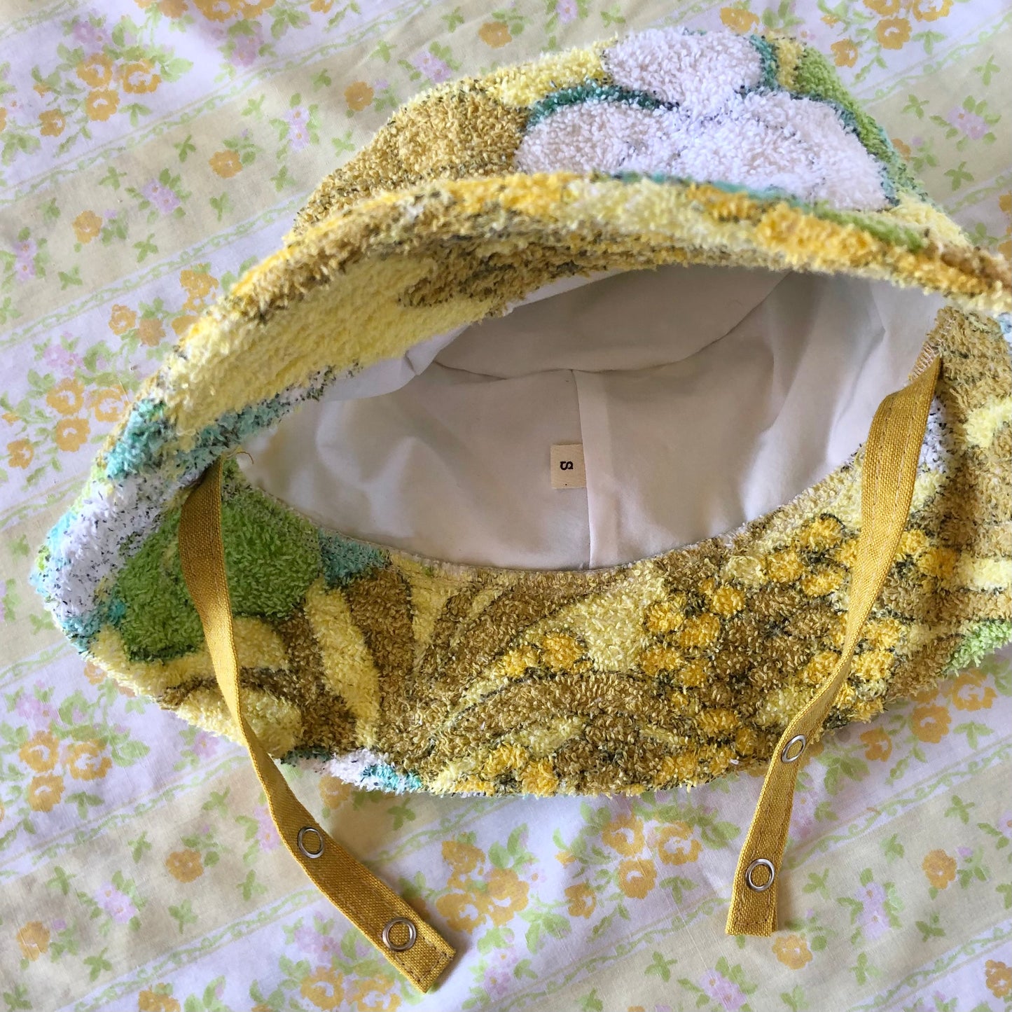 Baby Vintage Towel Bucket Hat - Yellow Floral - Limited Edition
