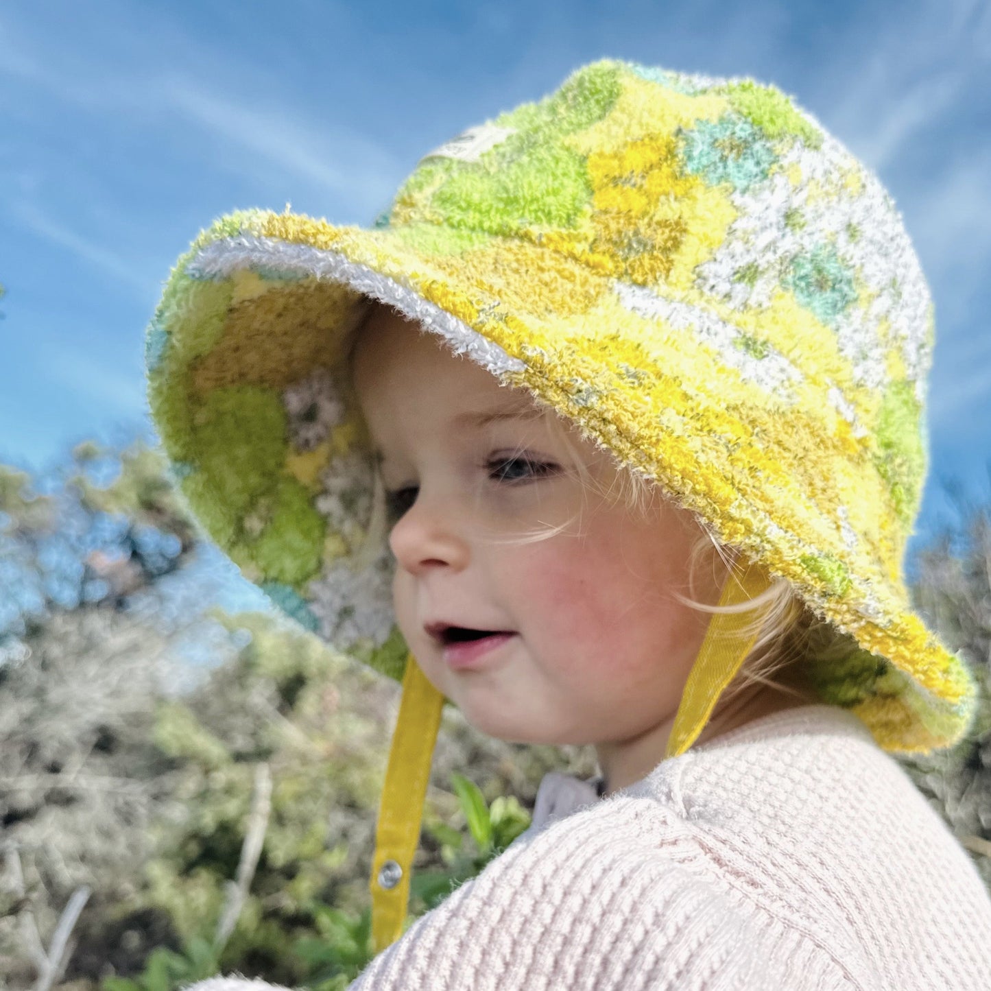 Baby Vintage Towel Bucket Hat - Yellow Floral - Limited Edition