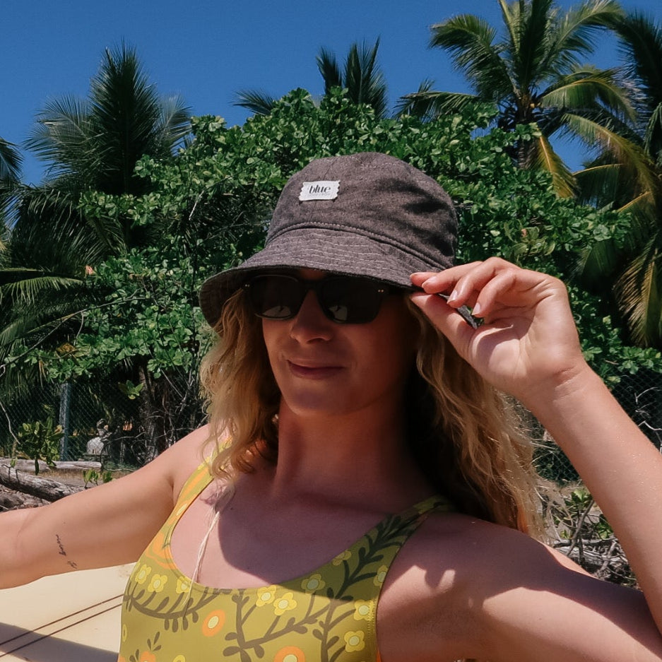 Linen Medium Brim Bucket Hat - Espresso