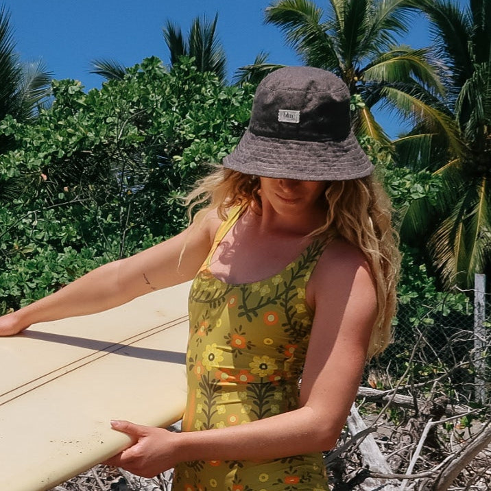 Linen Medium Brim Bucket Hat - Espresso