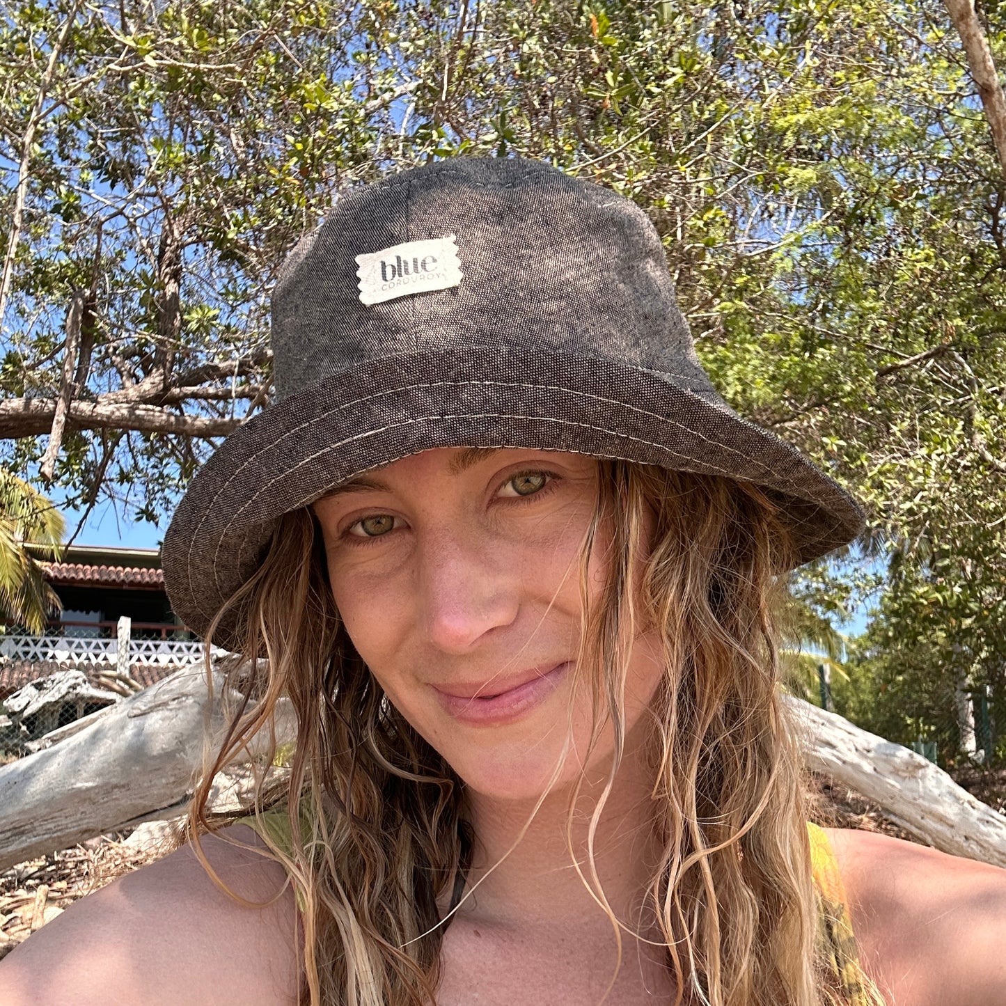 Linen Medium Brim Bucket Hat - Espresso