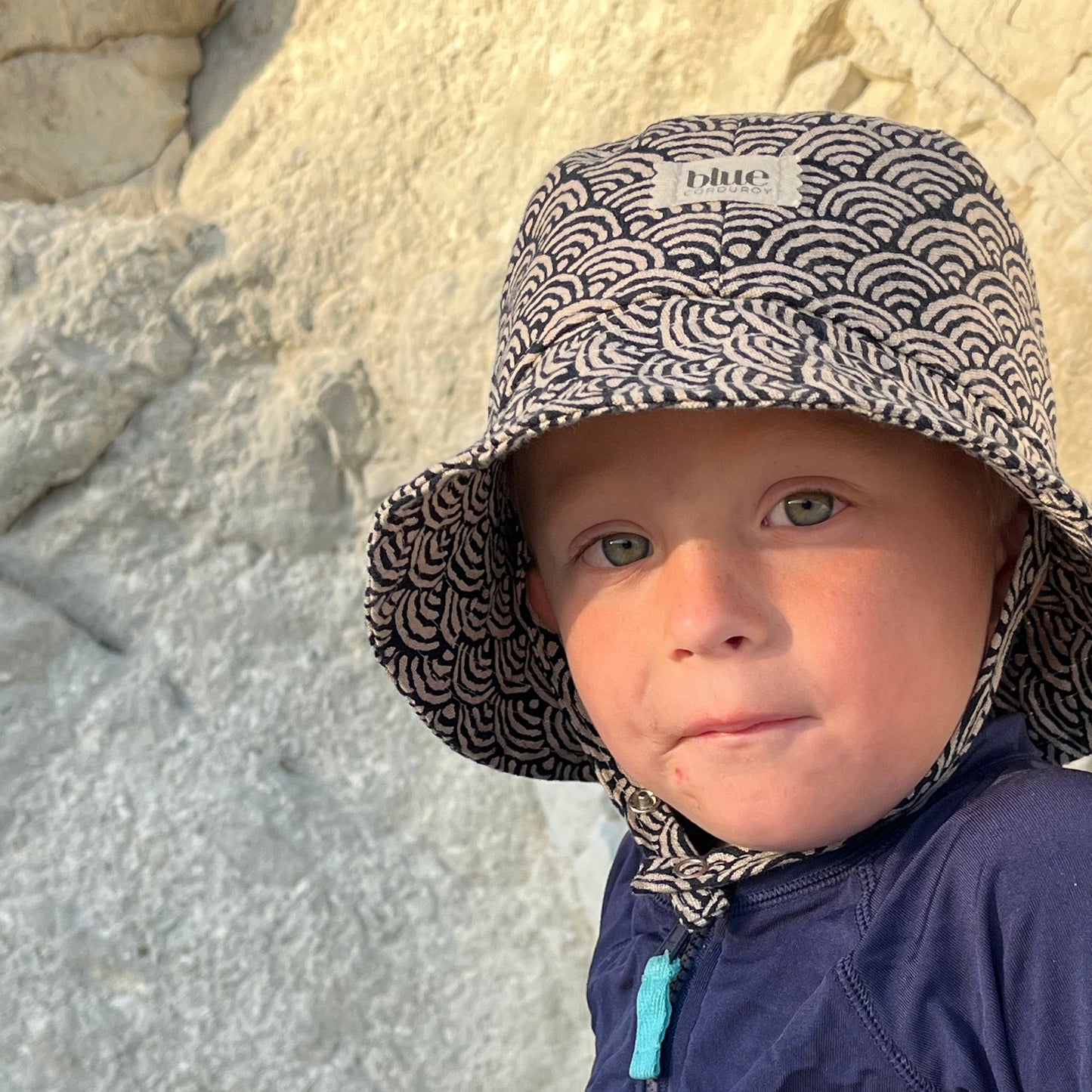 Baby Cotton Bucket Hat - Indigo Waves