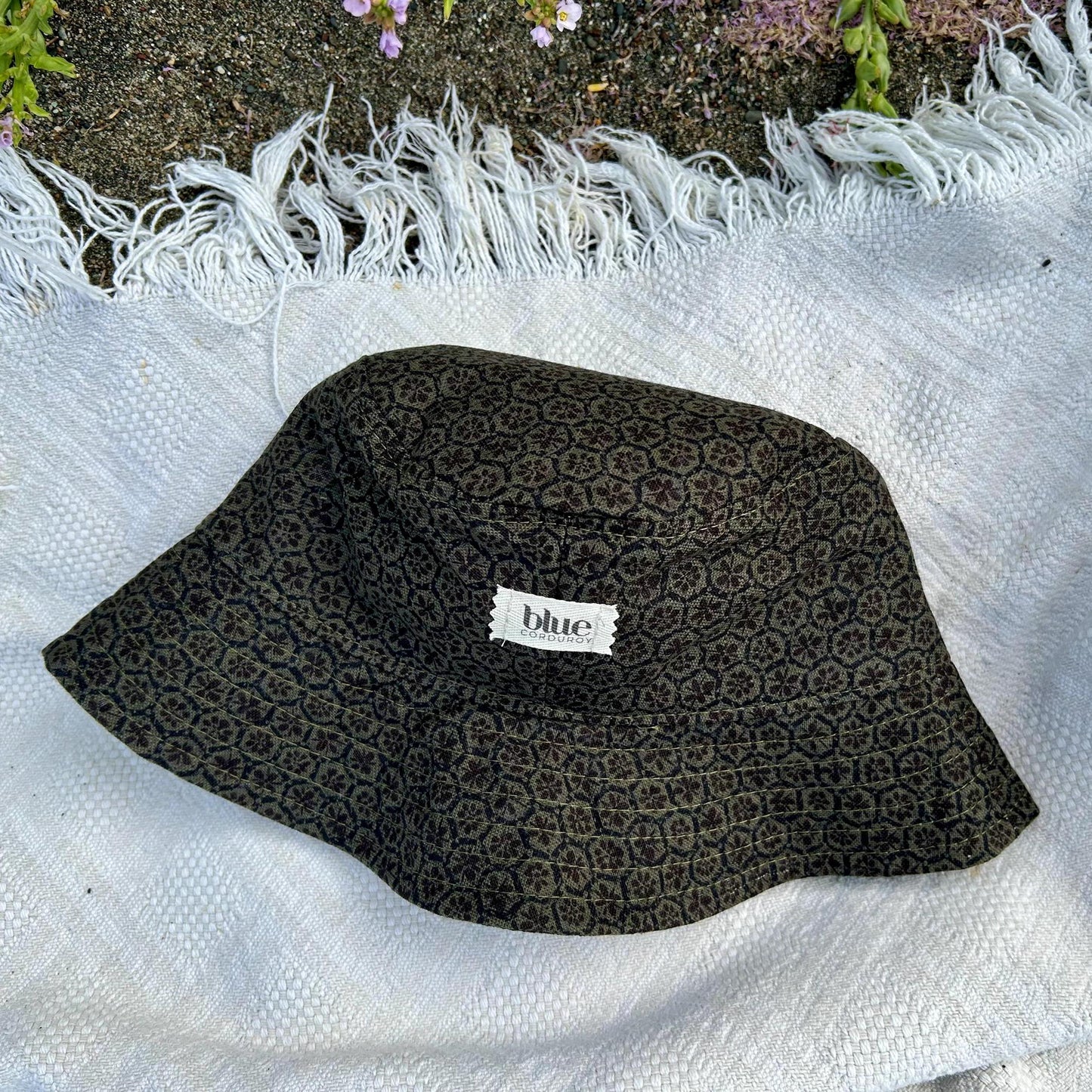 Cotton Bucket Hat - Grey Floral