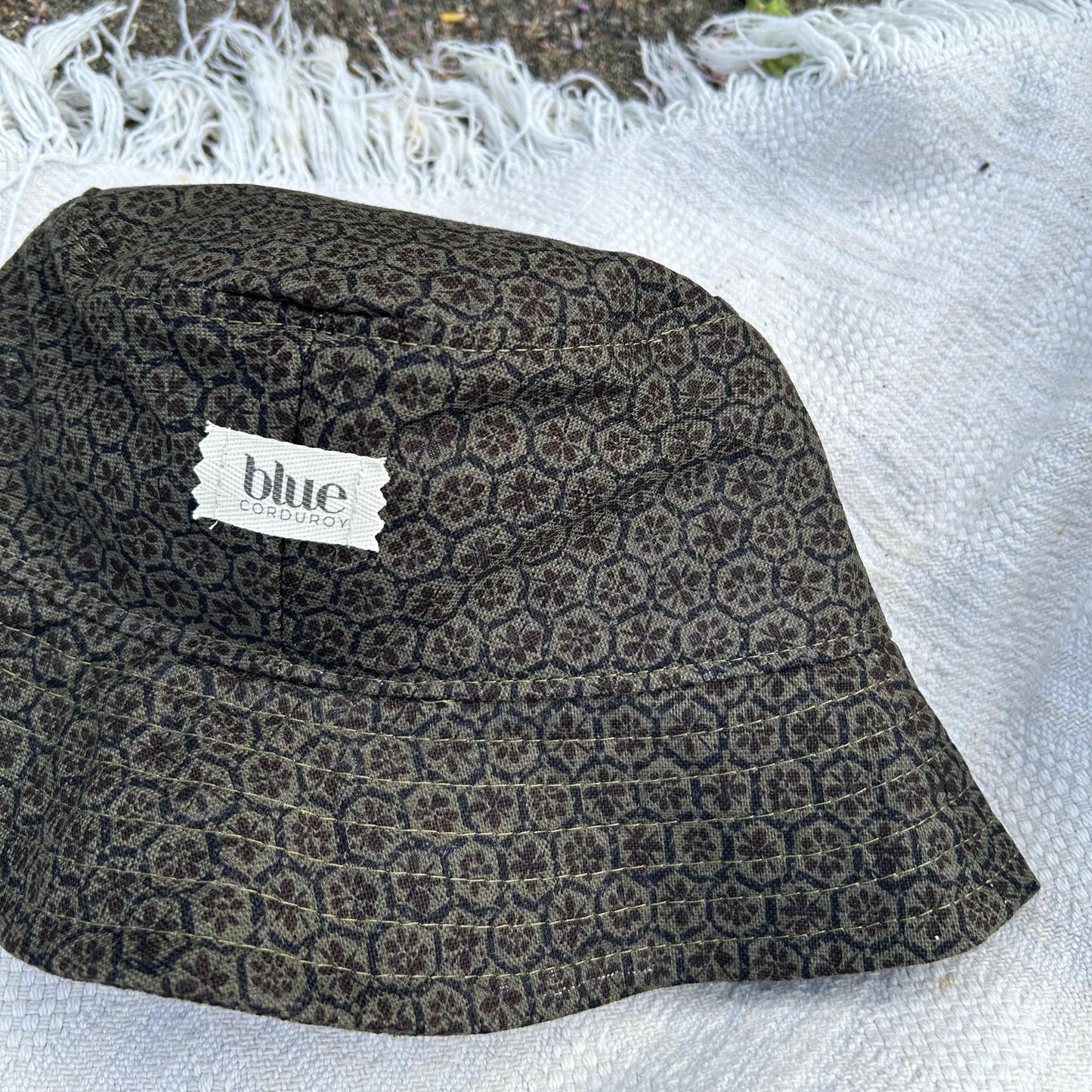 Cotton Bucket Hat - Grey Floral