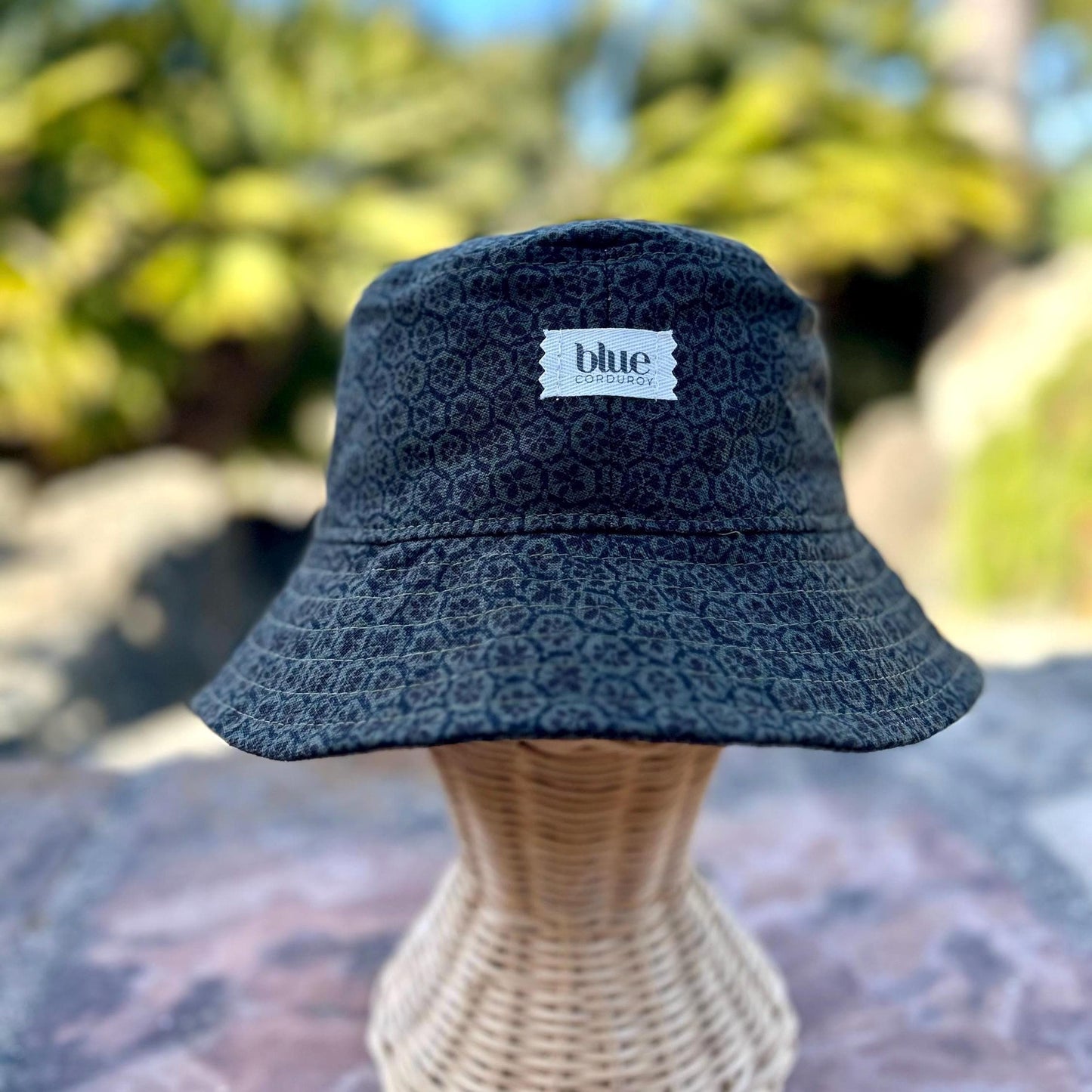 Cotton Bucket Hat - Grey Floral