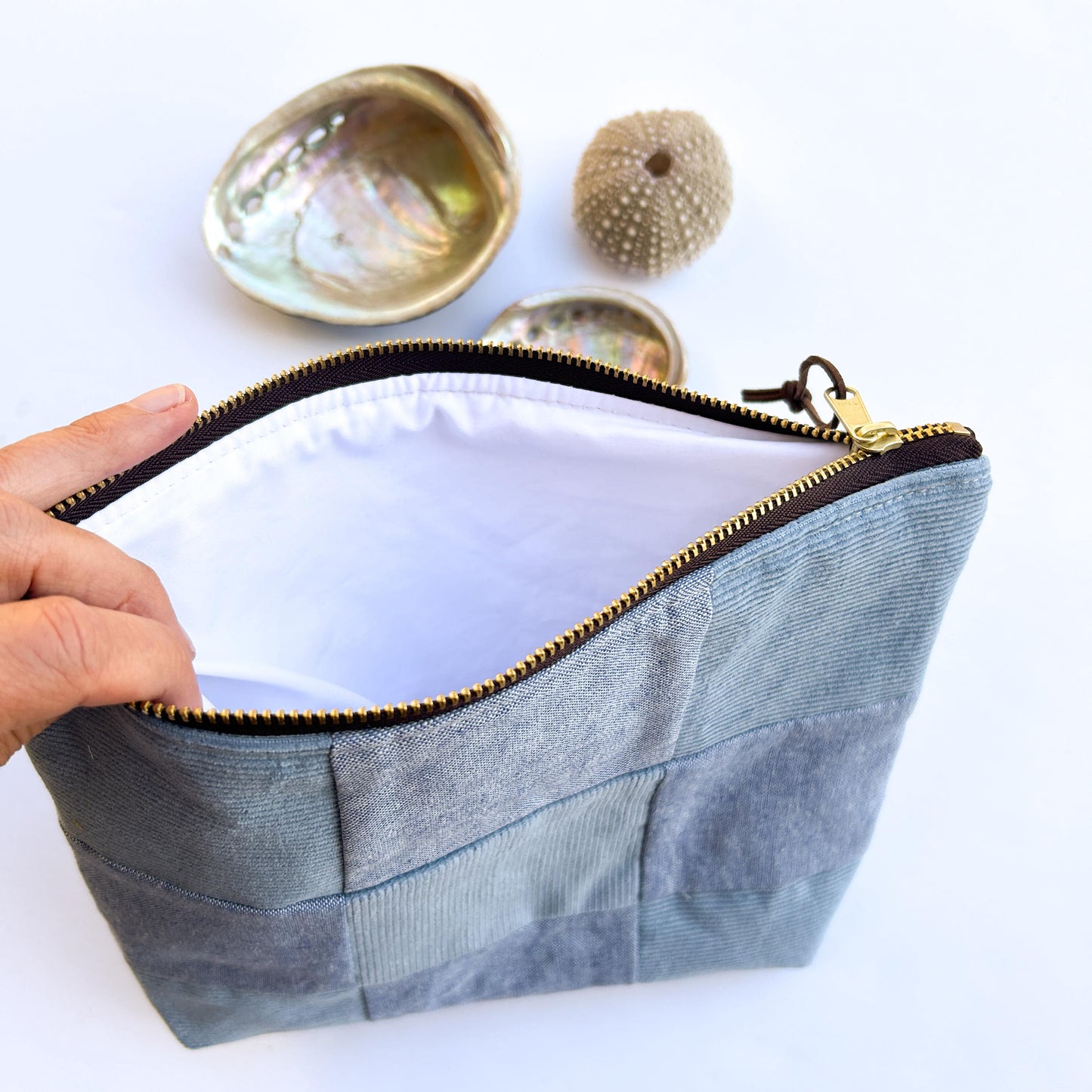 Zipper Pouch - Blue Checkerboard