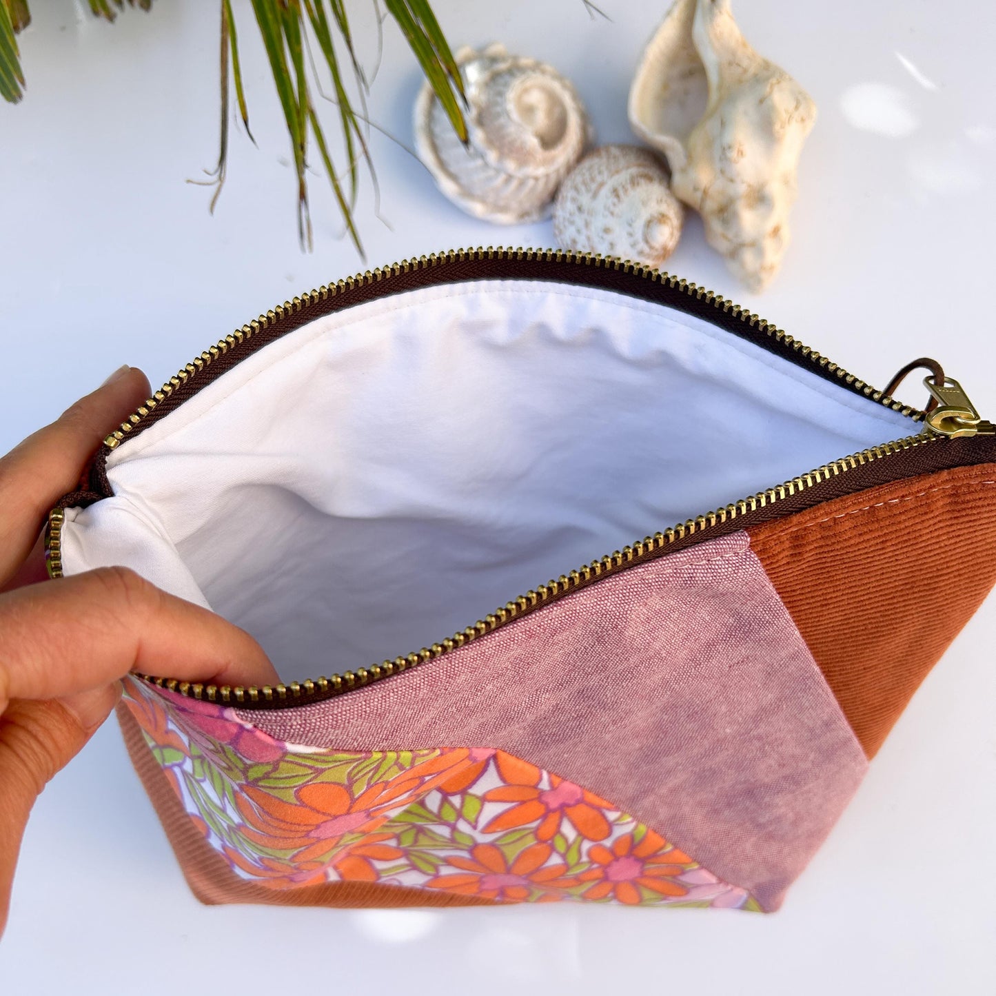 Zipper Pouch - Rust Sunshine Patcwork