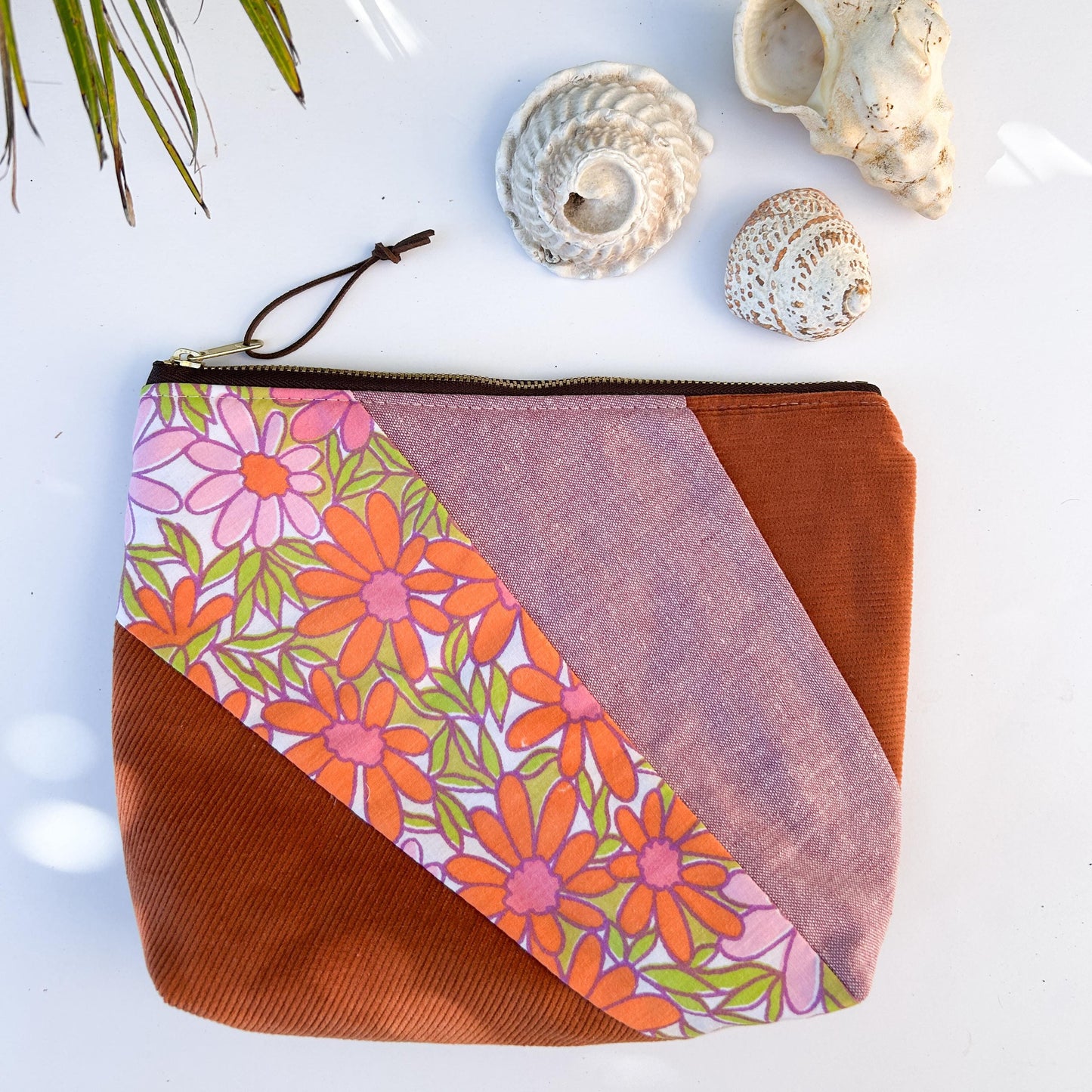 Zipper Pouch - Rust Sunshine Patcwork