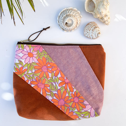 Zipper Pouch - Rust Sunshine Patcwork