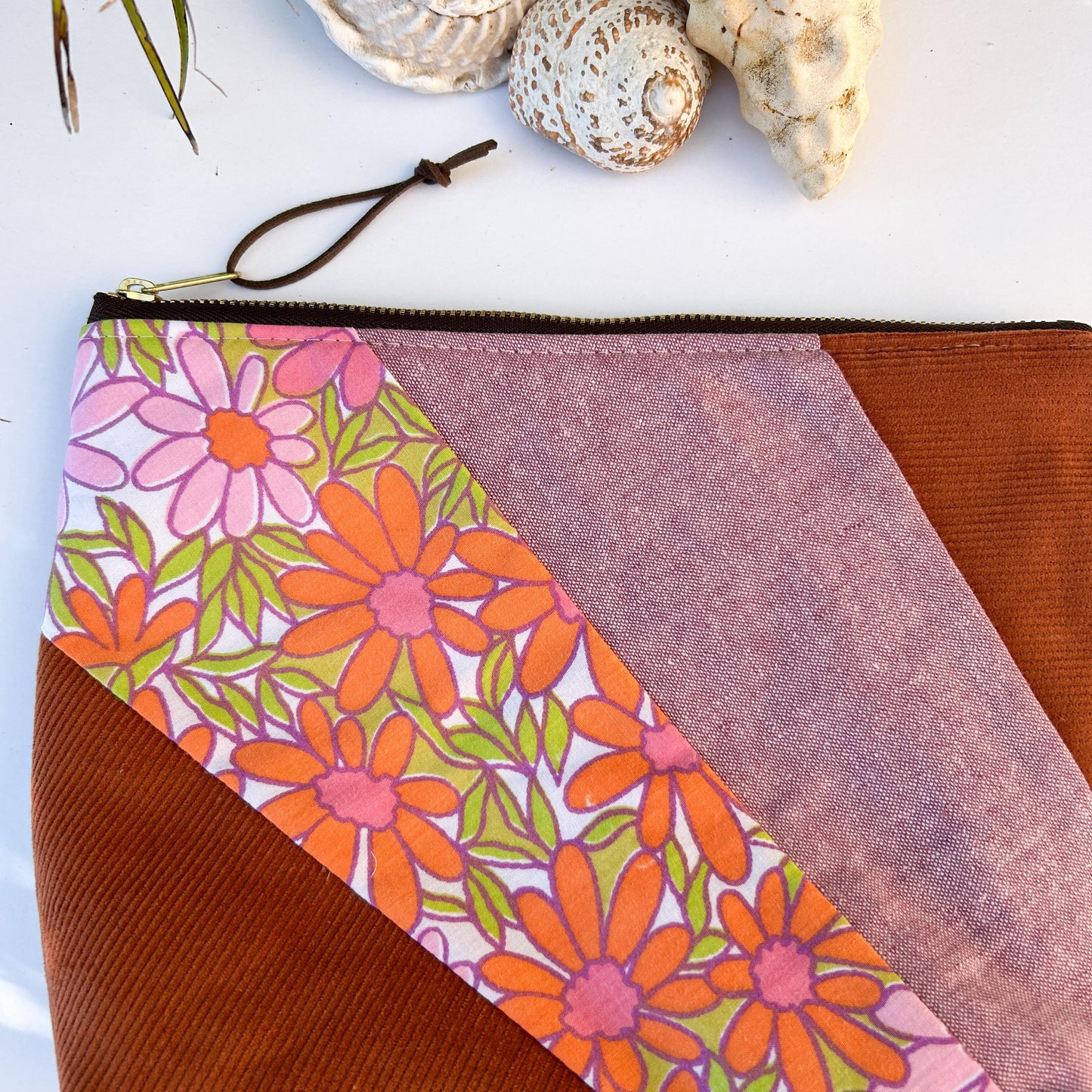 Zipper Pouch - Rust Sunshine Patcwork