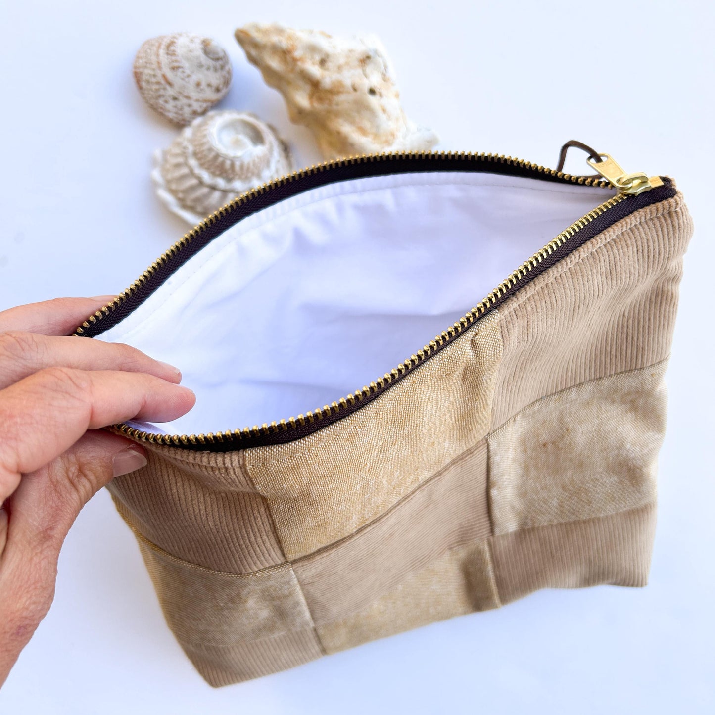 Zipper Pouch - Tan Checkerboard