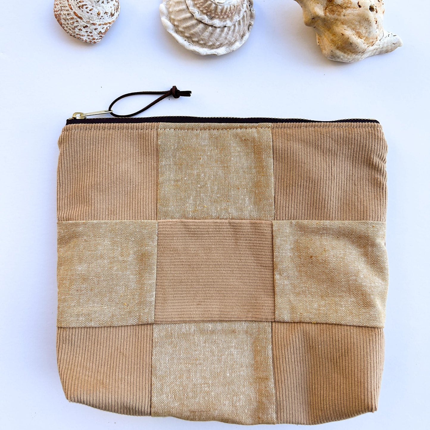 Zipper Pouch - Tan Checkerboard