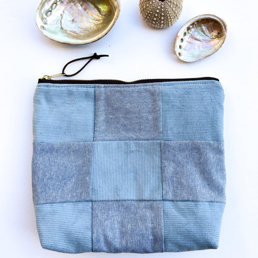 Zipper Pouch - Blue Checkerboard