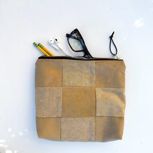 Zipper Pouch - Tan Checkerboard