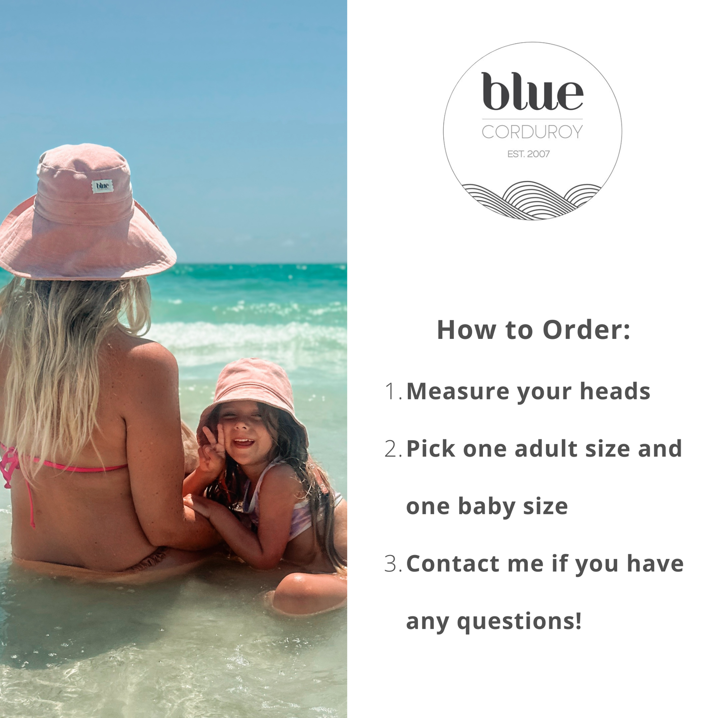 Matching Mommy Wide Brim and Baby Bucket Hat Set - Blush Pink Corduroy