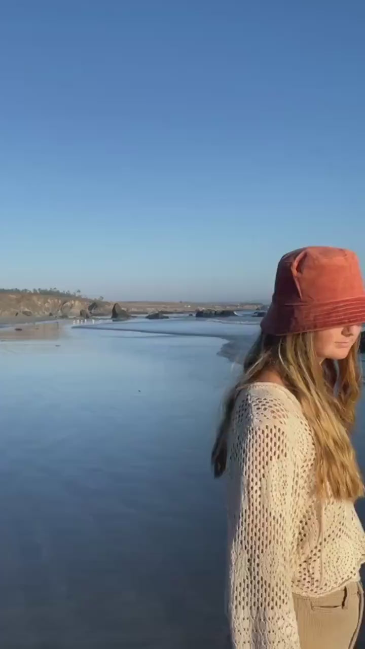 Cotton Bucket Hat, Corduroy Hat, Unisex Fall Accessory, 90's Bucket Hat, Cord Cap, Rust Hat, Fall Style, Neutral Gift for Teen