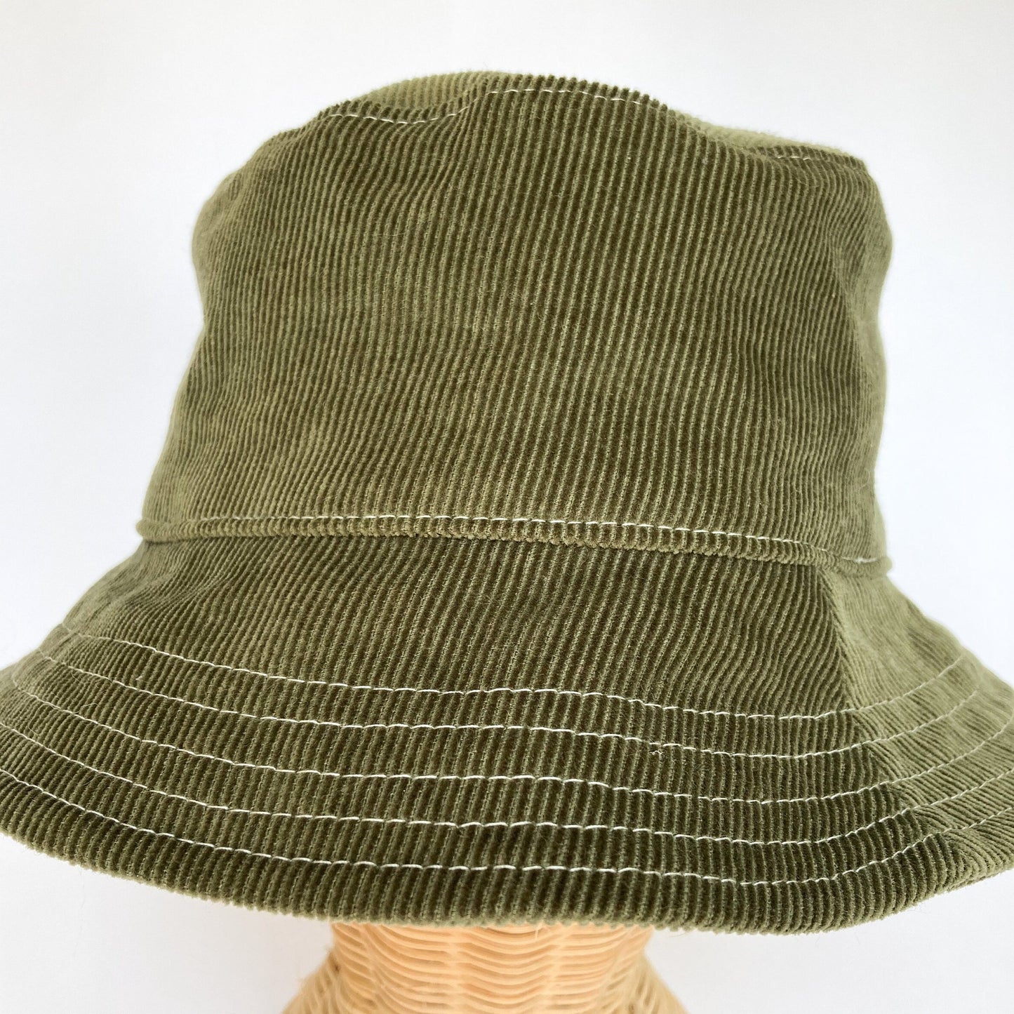 Bucket Sun Hat in Olive Green Corduroy for Women