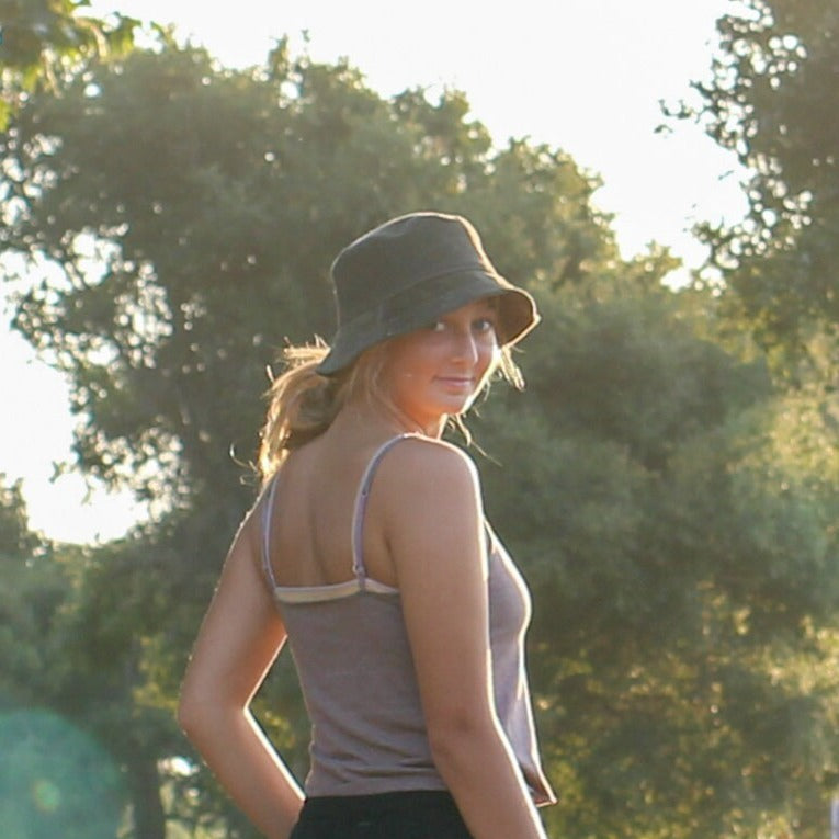 Bucket Sun Hat in Olive Green Corduroy for Women