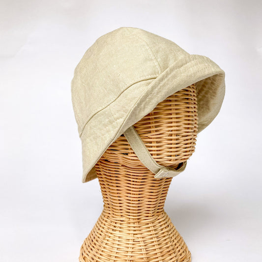 Neutral Linen Beach Sun Hat for Babies, Toddlers, and Kids