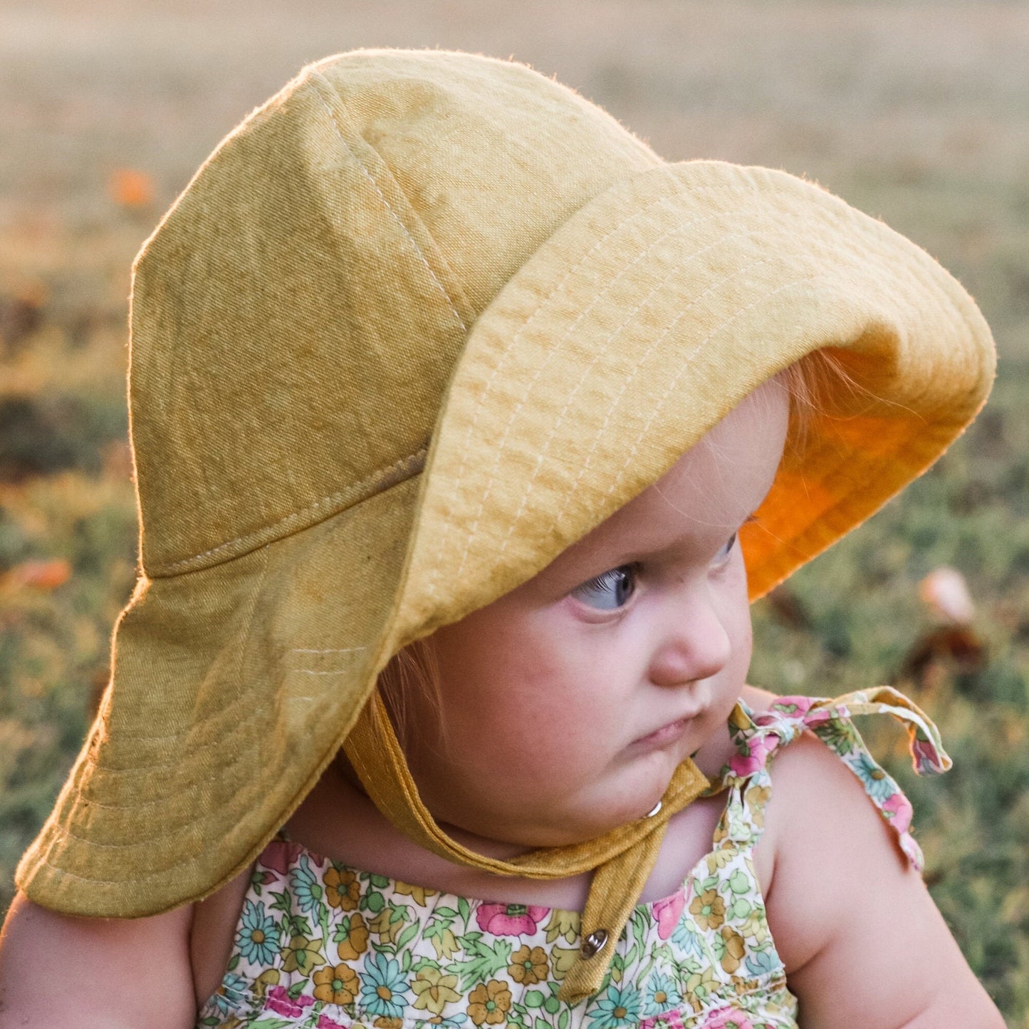 Baby Summer Hat, Yellow Sun Hat, Baby Summer Accessory, Handmade Baby Hat, Baby Beach Hat, Baby Sun Hat, Wide Brim Hat, Linen Sun Hat