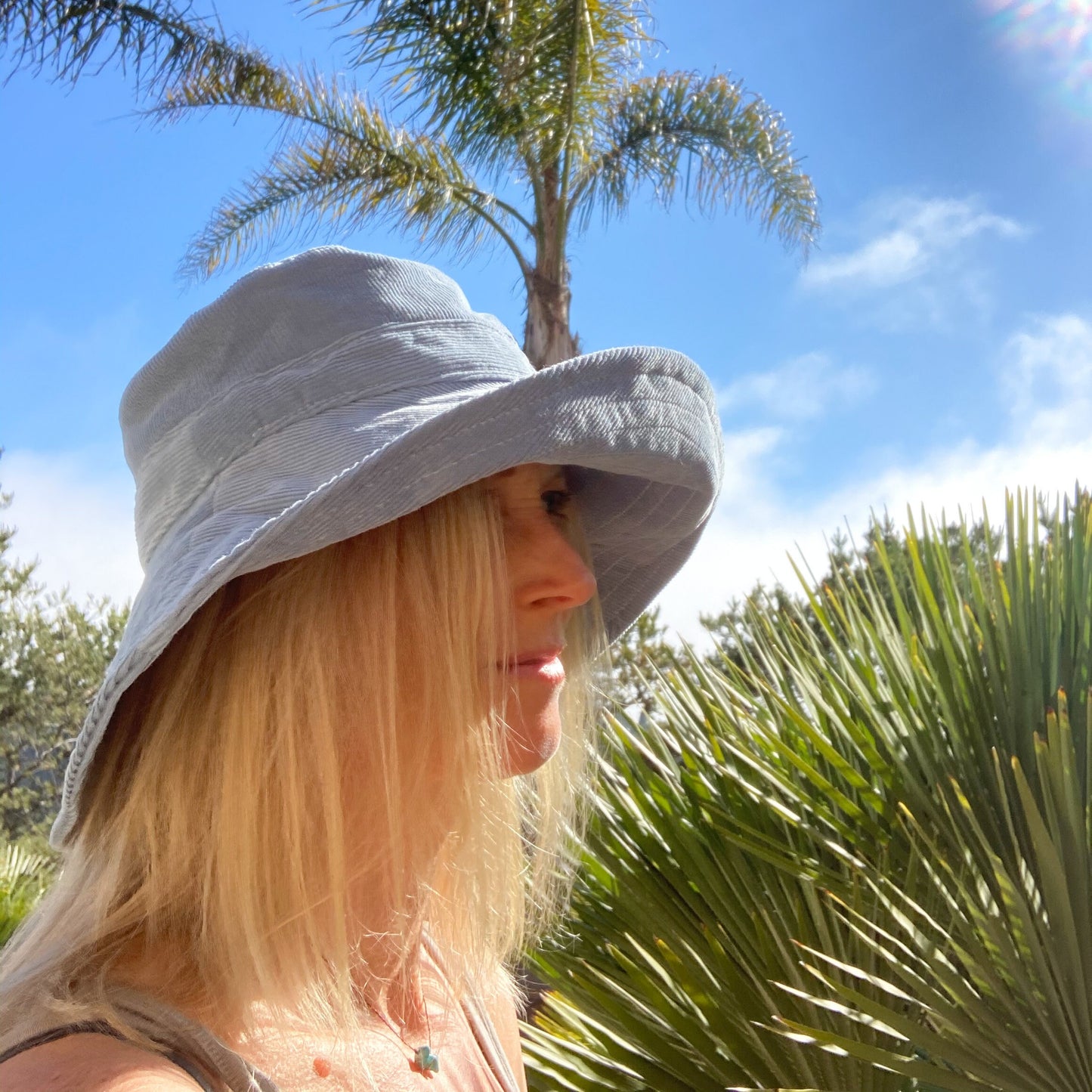 Blue Bucket Hat, Wide Brim Beach Hat for Women, Boho Summer Hat, Beach Style Hat, Sky Blue Hat, Fabric Beach Hat, Corduroy Hat, Boho Sun Hat