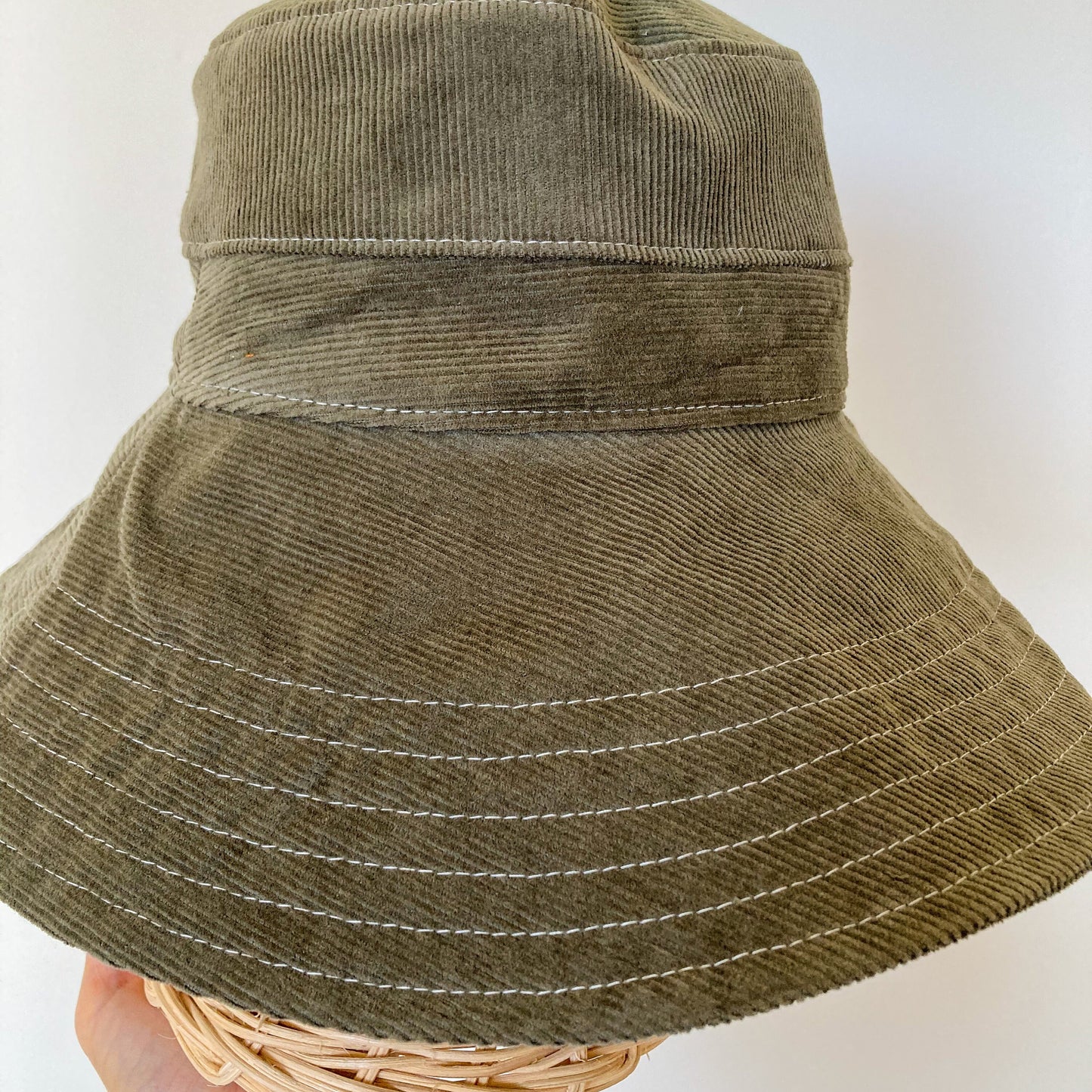 Summer Bucket Hat, Olive Green Hat, Corduroy Hat, Wide Brim Sun Hat, Beach Bucket Hat, Cotton Summer Hat, Green Bucket Hat, Boho Sun Hat