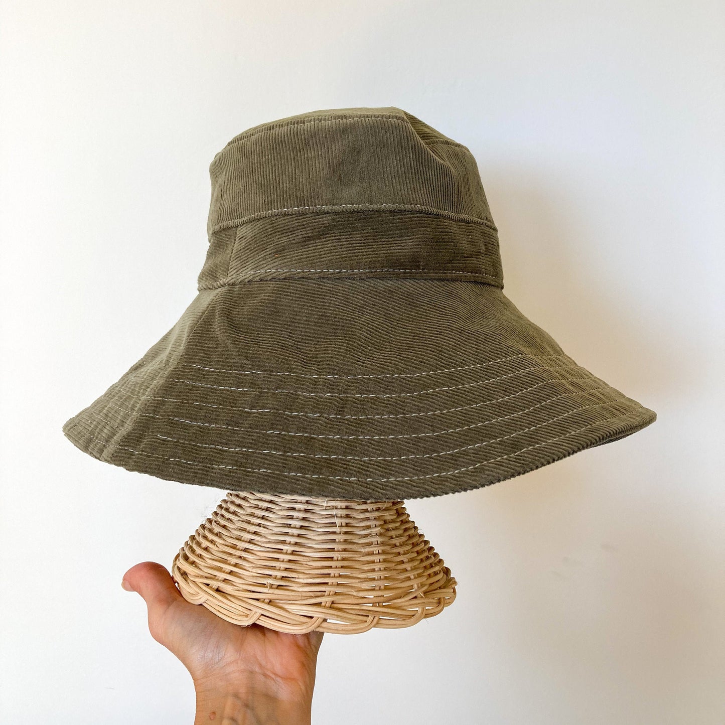 Summer Bucket Hat, Olive Green Hat, Corduroy Hat, Wide Brim Sun Hat, Beach Bucket Hat, Cotton Summer Hat, Green Bucket Hat, Boho Sun Hat