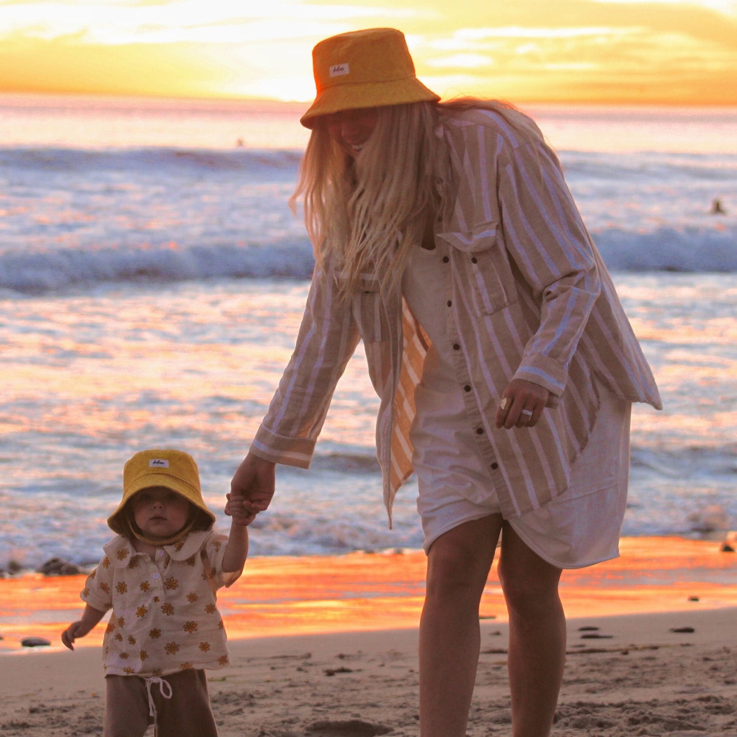 Matching Mommy and Baby Hat Set, Beige Sun Hat, Mama and Mini Matching Hats, Baby's First Summer, Bucket Hat, Foldable Hat, New Mom Gift