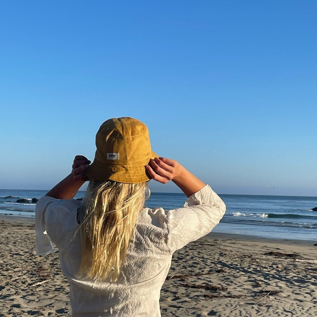 Corduroy Bucket Hat, Summer Hat Women, Brim Sun Hat, Gift for Teen Girl, Packable Hat, Beach Bucket Hat, Yellow Cap, Beach Accessory