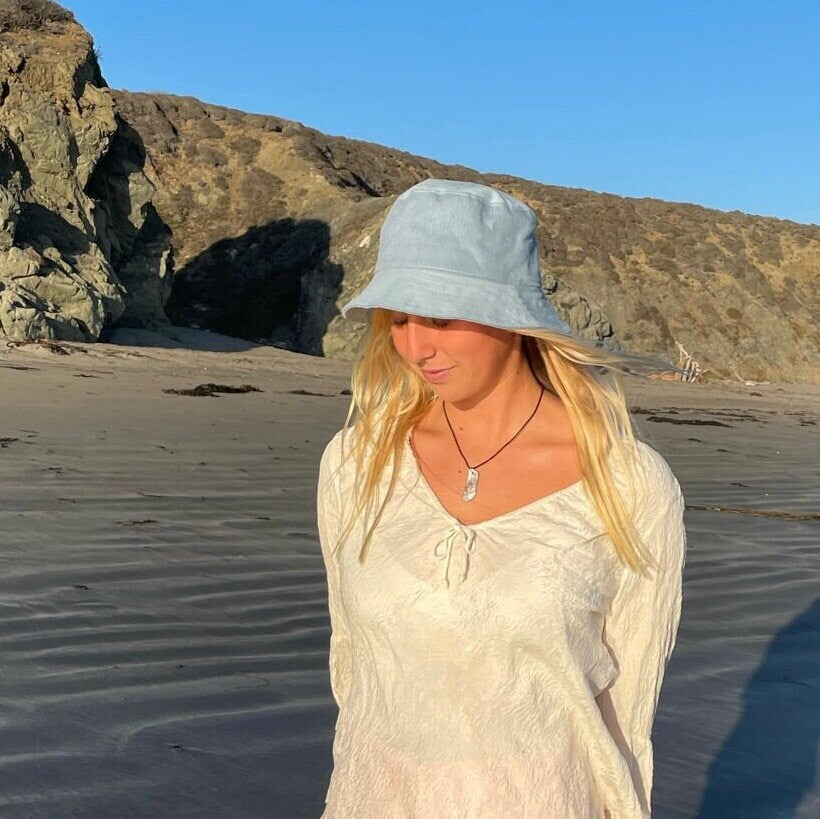 Corduroy Bucket Hat, Cotton Summer Hat, Blue Corduroy Hat, Beach Bucket Hat, Boho Sun Hat, Bucket Hat Women, Brim Womans Hat, Fabric Cap