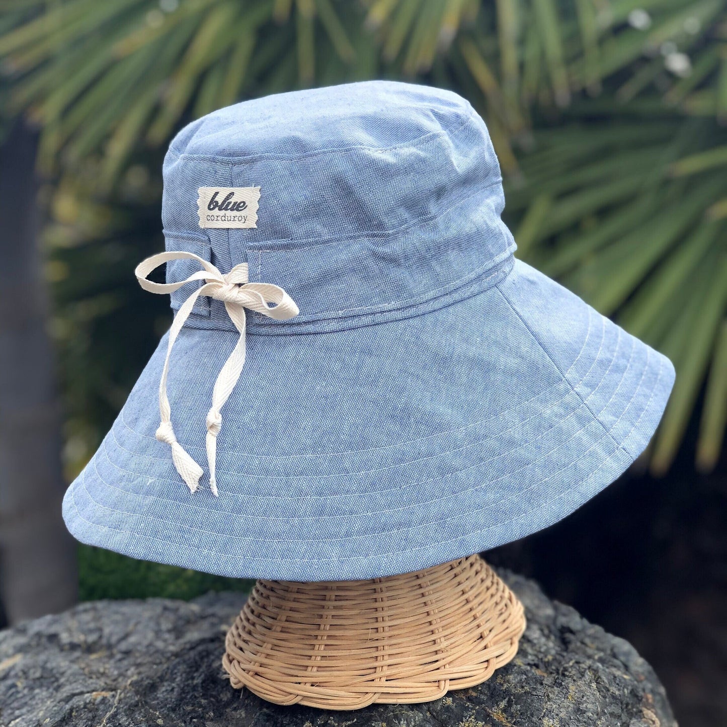 Blue Linen Hat, Foldable Hat, Wide Brim, Hat with Drawstring, Womens Sun Hat, Packable Beach Hat, Adjustable Hat, Trending Hats, Summer Hat