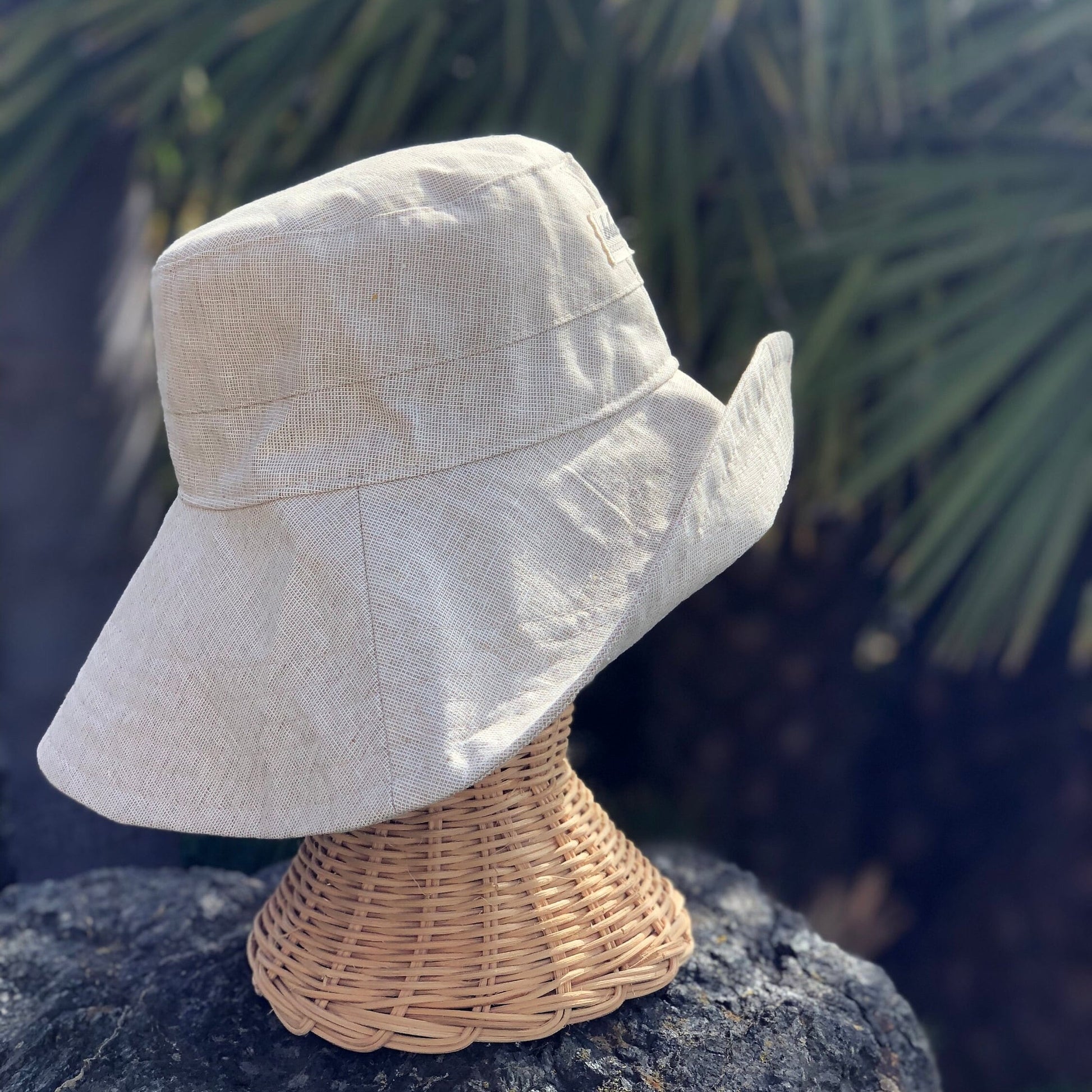 Beige Sun Hat, Linen Beach Hat, Womens Summer Accessory, Packable Sun Hat, Wide Brim Bucket Hat, Lightweight Hat,