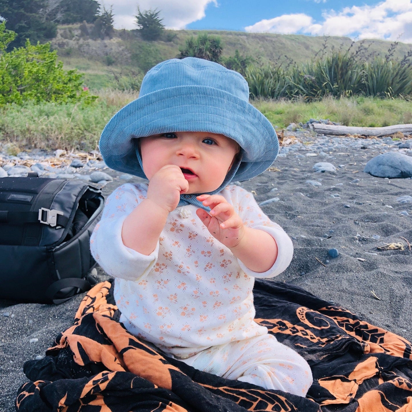 Baby Bucket Hat, Blue Corduroy Hat, Sun Hat for Boy, Toddler Bucket Hat, Baby Summer Hat, Floppy Beach Hat, Summer Baby Gift, Newborn Cap