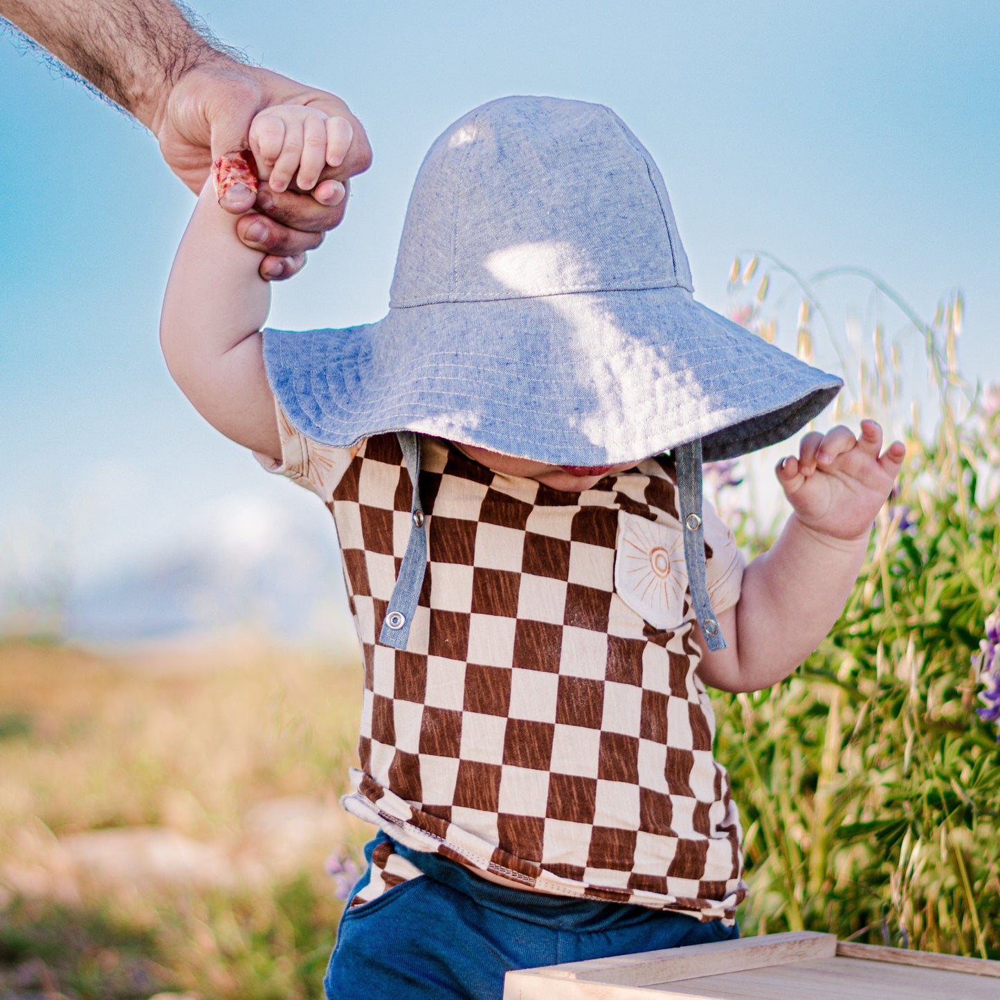 Wide Brim Sun Hat, Blue Newborn Hat, Linen Hat, Baby Beach Hat, Toddler Summer Hat, Baby Sun Hats, Infant Summer Gift, Hats for Boys