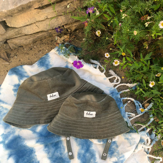 Mommy and Me Matching Hats, Corduroy Bucket Hats, Green Hat, Mama and Mini Set, Babies First Summer, Beach Hat, Foldable Sun Hat, Infant Hat