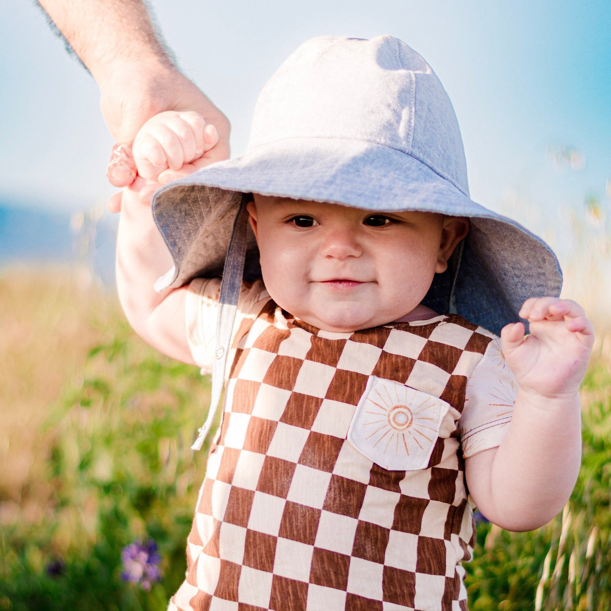 Wide Brim Sun Hat, Blue Newborn Hat, Linen Hat, Baby Beach Hat, Toddler Summer Hat, Baby Sun Hats, Infant Summer Gift, Hats for Boys