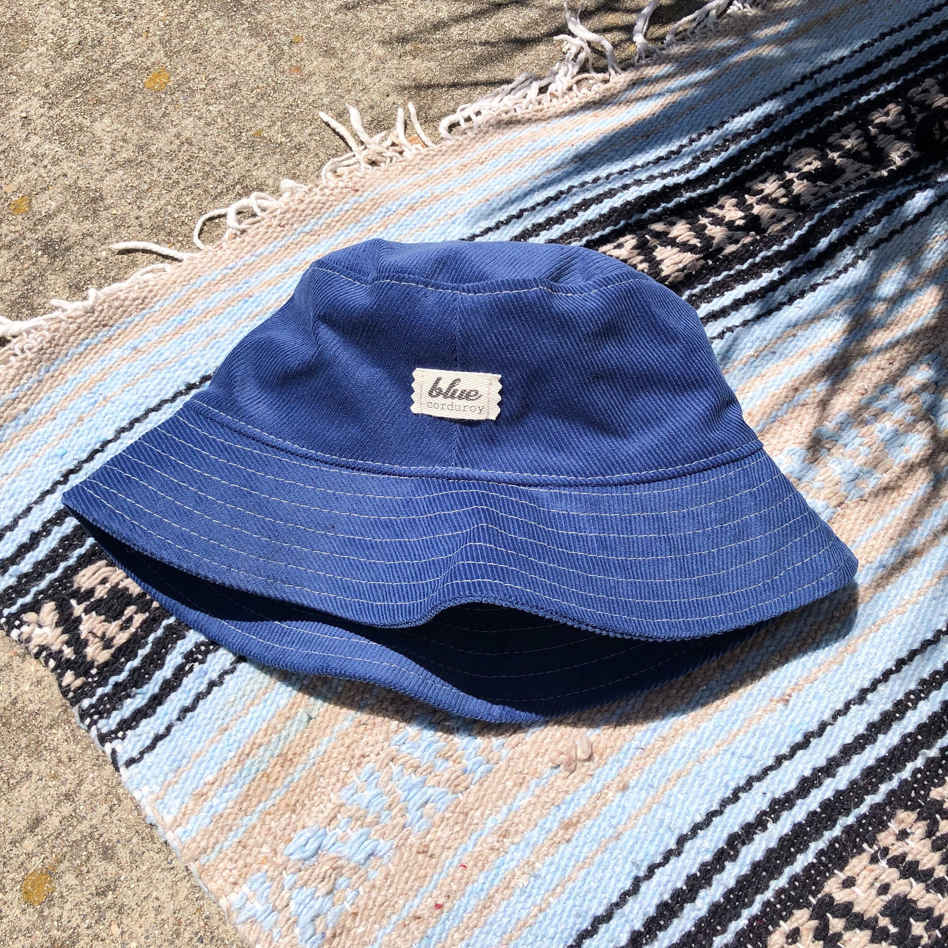 Blue Corduroy Bucket Hat, Winter Fall Sun Hat, Gender Neutral Accessory, Gift for Teen Girl, Gift for Nature Lover, Cotton Hat