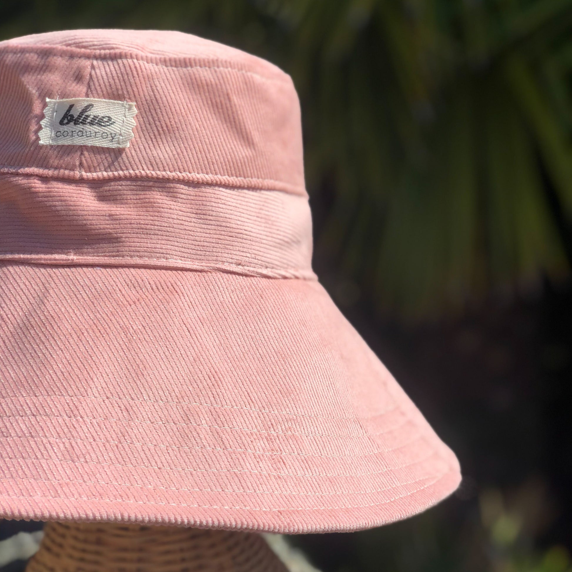 Wide Brim Corduroy Bucket Hat, Boho Beach Accessory, Foldable Fabric Hat, Gardening Gift for Her, Pink Womans Sun Hat, Sun Protection