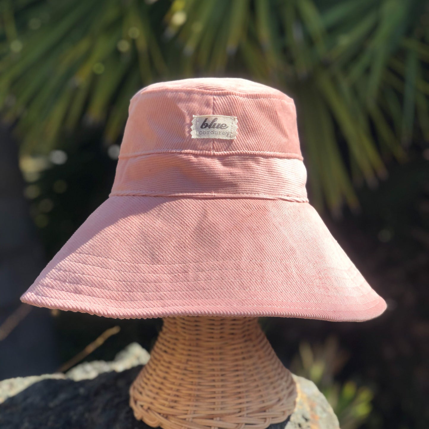 Wide Brim Corduroy Bucket Hat, Boho Beach Accessory, Foldable Fabric Hat, Gardening Gift for Her, Pink Womans Sun Hat, Sun Protection