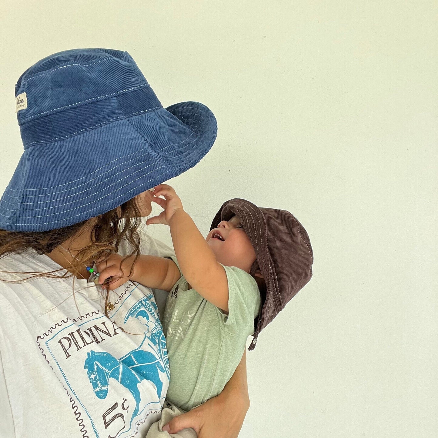 Wide Brim Beach Hat, Corduroy Bucket Hat, Blue Hat, Gift for Gardener, Winter Vacation Accessory, Foldable Sun Hat, Gift for Mom