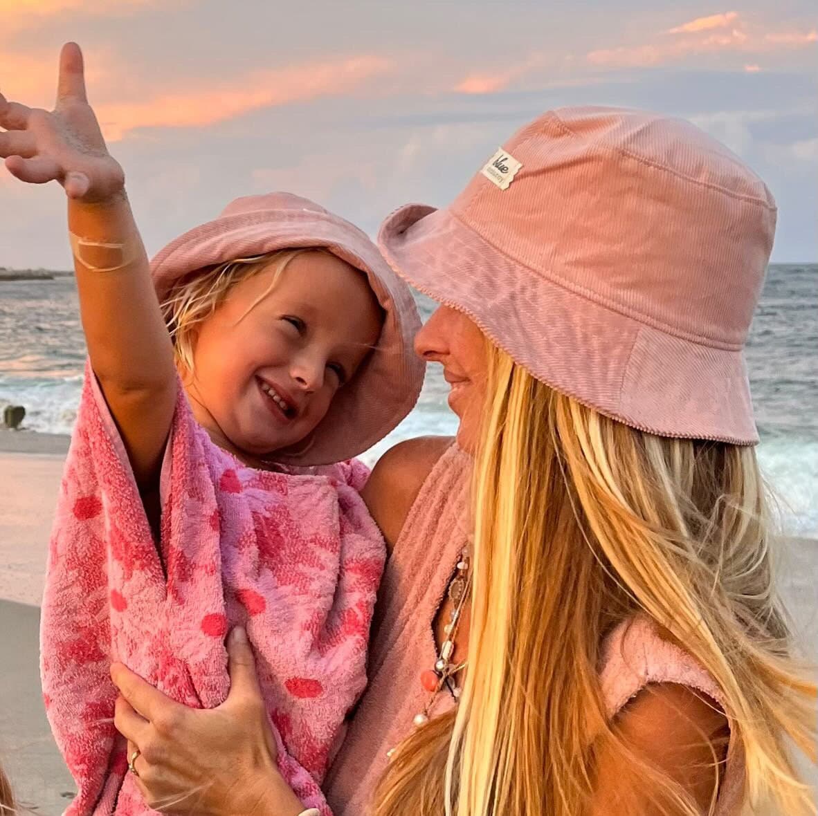 Matching Mommy and Baby Corduroy Bucket Hat Set Blush Pink